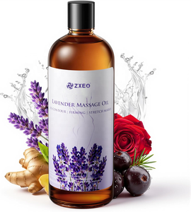 Huile de massage à la lavande, huile corporelle apaisante et relaxante avec huile essentielle pure pour réduire le stress, soulager les tensions musculaires, favoriser le sommeil, spa, en vrac - Product Image 1