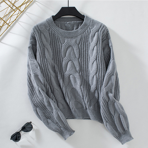 Wholesale Winter Round Neck Pullover Drop Shoulder Long Sleeve <strong>Jumper</strong> Solid Color Ribbed Striped <strong>Cable</strong> <strong>Knitted</strong> <strong>Women</strong> Sweater - Product Image 6