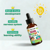 Gouttes de DHA pour enfants en marque blanche, supplément d'huile d'algues Oméga-3 pour le développement cérébral, saveur et emballage personnalisés, fabricant OEM GMP