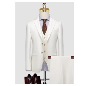 उच्च गुणवत्ता वाली लक्जरी स्लिम फिट 3 टुकड़े पुरुषों क्लासिक एकल ब्रेस्टेड विरोधी व्यवसाय वार्ता ऊन/रेशम - Product Image 2