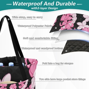 Hawaiian Custom Puakenikeni Pink <b>Lei</b> Flower Waterproof Picnic Blankets Foldable Hand Bag Washable Camping Mats for Outdoor Beach - Product Image 3