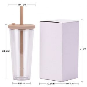24oz <b>Double</b> <b>Wall</b> Reusable Tumbler with Lid and Straw Iced Coffee Cup Party Drinking Mug for Home Office and Travel - Product Image 1