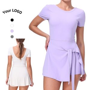 奥叶马网球服透气休闲U背高尔夫连衣裙运动服定制健身短袖连衣裙配内短裤 - Product Image 1