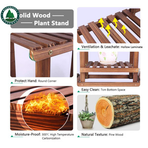 Support à plantes multi-niveaux Woodbuddy, étagère en bois à 3 niveaux pour intérieur, extérieur, balcon, jardin, rangement - Product Image 3