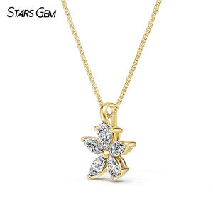 Starsgem-Collier pendentif unisexe en or massif 10 ct, forme fantaisie, taille poire, diamant cultivé en laboratoire, couleur D blanche - Product Image 4
