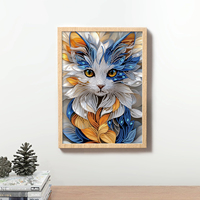 Kit de Peinture Diamant Forme Spéciale Chat Moelleux DIY, Mosaïque de Strass en Cristal, Portrait Animal, Décoration Murale, Cadeau 30x40cm