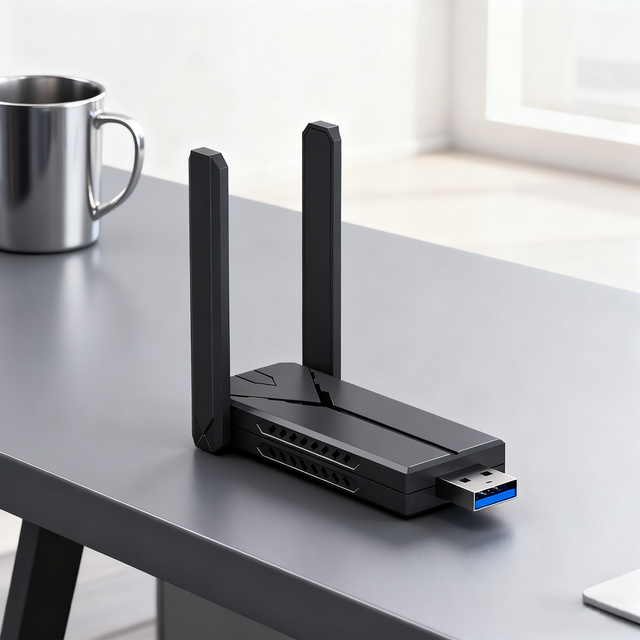 Wireless WiFi 7 USB 3.0 Adapter 6452Mbps Tri-Band (2.4G/5.8G/6G) Driver-Free for Windows 11 Laptop Gaming & High-Speed Scenarios