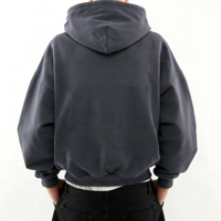 Hoodie court unisexe coupe ample en molleton bouclette 100% coton, style streetwear vintage épais pour homme