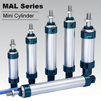 Cylindre pneumatique miniature série MAL, alésage 16/20/25/32/40 mm, course 25/50/75/100/125/150 mm, double action, en alliage d'aluminium