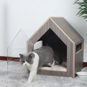 Modern Wood Indoor Dog Cat House Wooden Animal Pet Cages Houses Product Luxury Pet Beds Houses Dog Furniture With Door