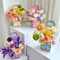 Boîte cadeau pour fleurs, sac d'emballage pour bouquet, boîte à fleurs en papier kraft imperméable, panier floral portable, logo personnalisé, vente en gros