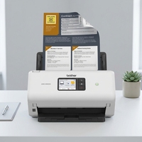Scanner recto-verso A4 Brother ADS-4300N, 40PPM, 80IPM, 80 pages ADF, Ethernet, pour l'archivage de documents professionnels
