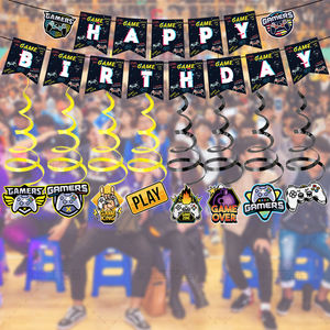 Bannière moderne <span class=keywords><strong>de</strong></span> style bleu personnalisée, ensemble <span class=keywords><strong>de</strong></span> ballons, <span class=keywords><strong>d</strong></span>écoration <span class=keywords><strong>de</strong></span> fête pour enfants avec dessin animé sur le thème du <span class=keywords><strong>jeu</strong></span>, vente en gros - Product Image 5