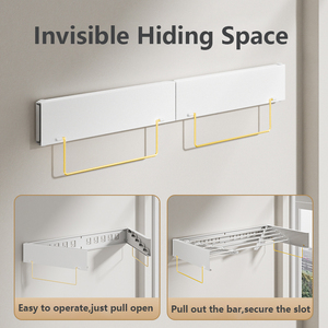 Offre Spéciale Heavy Duty 5 Tiges Type Caché Étendoir À Linge Pliable Étendoir À Linge Mural Pliable - Product Image 3