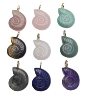 Nouvel Arrivage Pendentif en Pierre Naturelle Coquillage Conque de Forme Circulaire Style Océanique Polyvalent Véritable Charme