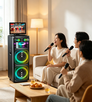 Machine de karaoké portable en plastique 2026 avec écran pliable, double woofer, grande puissance, lumière LED RGB, enceinte de fête pour la maison et l'extérieur