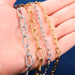 Collier en acier inoxydable chic et scintillant de 5/8,5 mm, chaîne ovale découpée pour femmes et hommes, collier minimaliste couleur or, bijoux en métal - Product Image 5