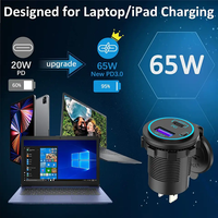 12V 24V 65W Type C PD QC3.0 Double prise chargeur USB pour ordinateur portable