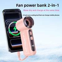 Kipas Tangan & Power Bank 2-in-1 ViVolt T500 Mini, Motor Brushless 4000mAh, 5 Baling-baling, Operasi Senyap untuk Penggunaan Luar Ruangan