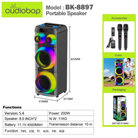 Enceinte de fête sans fil 2 voies avec anneau lumineux RGB complet, microphone karaoké, télécommande, appairage stéréo TWS, prix de gros
