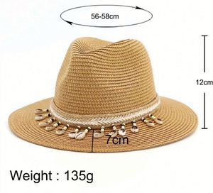 Sombrero de Paja Panamá con Diseño de Concha, Ala Ancha, para Verano, para Mujeres y Hombres, Protección Solar para Playa y Exteriores, Venta al Por Mayor - Product Image 3