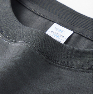 Camisetas de algodón personalizadas de fábrica, tela de bambú de punto con cuello redondo sólido, Camiseta de algodón flameado en blanco con estampado personalizado OEM pesado - Product Image 6