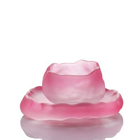 Ensemble de tasses à thé personnalisées en Offre Spéciale Mini gobelet à fleurs uniques avec tasses et soucoupes en verre rose givré Ensemble de 6 pièces pour boire de la verrerie