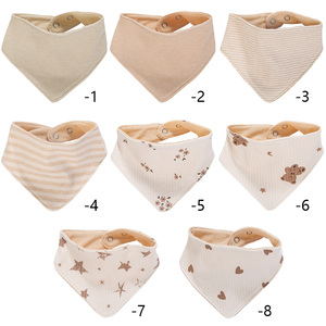 Baberos ajustables de algodón de doble capa para bebé de 0 a 12 meses, botón de impresión acanalado, toalla absorbente duradera para bebé, venta al por mayor - Product Image 2