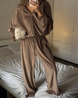 Ensemble survêtement sport zippé personnalisé avec logo 2026, survêtement décontracté pour femme, pantalon de survêtement et sweat-shirt oversize