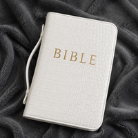 Vente en gros de couvertures de livre de luxe en cuir noir et blanc à motif crocodile, avec fermeture éclair, pour la Bible