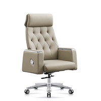Chaise de bureau exécutive en cuir véritable Foshan, structure en bois, design moderne, pivotante, accoudoirs inclinables, confortable pour la maison/le bureau