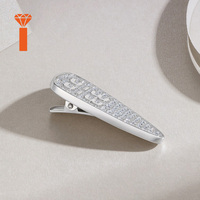 Barrette à cheveux en argent 925 avec moissanite taille brillant, pavé complet, étoile, plaqué or, accessoire de luxe pour femmes et filles, pour mariage et fête