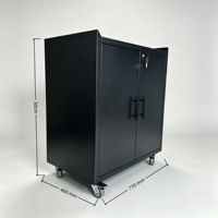 Armoire de rangement mobile en acier robuste et moderne avec portes doubles verrouillables réglables et roulettes pour usage en atelier