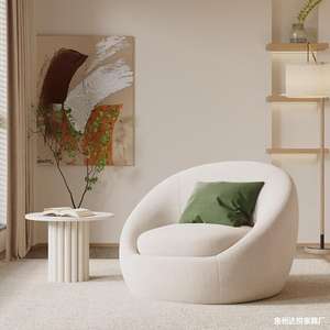 Fauteuil en forme d'œuf, design moderne et minimaliste, chaise de salon, rembourrage en mousse souple, structure en bois massif - Product Image 2