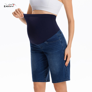 Shorts en jean de <span class=keywords><strong>maternité</strong></span> extensibles, longueur genou, avec soutien complet du ventre, taille haute, décontractés, pour la grossesse, avec poches fonctionnelles - Product Image 1