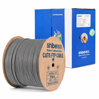 Harga Pabrik Kabel Ethernet Shibei Cat6 F/UTP Tembaga Padat 4 Pasang 23AWG Gigabit LAN 305m Outdoor untuk Sistem Kamera IP POE