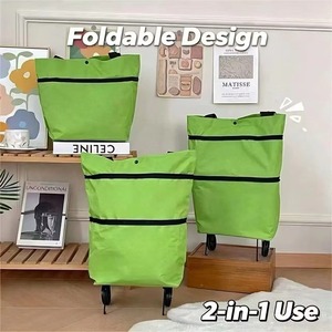 Outdoor Shopping <b>Cart</b> with Wheels <b>Foldable</b> Portable Hand <b>Cart</b> Lightweight Backpack-Style for Home Outdoor Shopping Bags Storage - Product Image 2