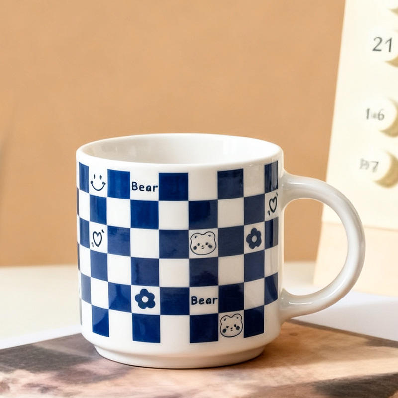 ลายตารางหมากรุกสีน้ำเงิน