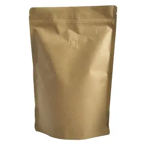 Good Quality Ziplock Stand Up Brown Kraft Paper Food Packaging Clear Window Compound Paper Plastic Pouch Bag