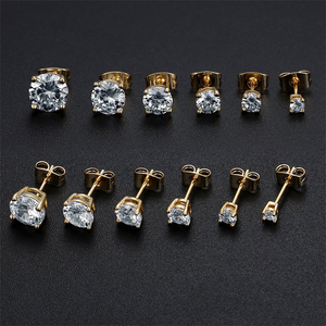 Gioielli di Moda Orecchini a Lobo in Acciaio Inossidabile 316L Ipoallergenico con Zirconia Cubica Diamante Moissanite Rotondo CZ - Product Image 5
