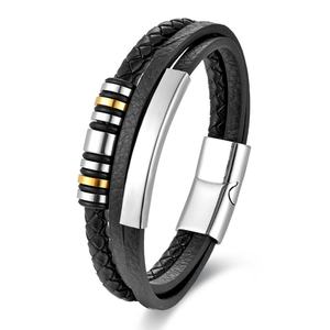 High Quality Wholesale Stainless Steel <b>Magnetic</b> Clasp Leather Fashionable <b>Bracelets</b> - Product Image 6