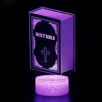 Jésus Crucifix Christianisme Lampe de table Illusion 3D Lampe de chevet visuelle
