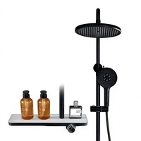 Ensemble de robinetterie de douche 3 voies apparente en laiton noir mat avec mitigeur de douche pluie et bec de baignoire