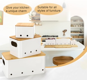 Kim Loại Mạ Kẽm Container Hộp Khoai Tây Hành Tây Tỏi Lưu Trữ Bin Kim Loại Rau Lưu Trữ Xô Nhà Bếp Với Xử Lý Và Nắp - Product Image 4