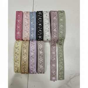 Cordones de trabajo de hilo bordado con opciones multicolores en bordado de lentejuelas en 1,25 pulgadas de ancho en once colores - Product Image 1