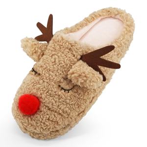 Chaussons de renne chauds et mignons pour femmes - Chaussons d'intérieur en laine pelucheuse pour l'hiver, confortables et respirants pour les fêtes de Noël (ODM/OEM) - Product Image 1