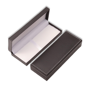 Customized High-end Watch <b>Strap</b> with Top and Bottom Cover, Black Leather Stitched Watch Case, Plastic Velvet Storage Box - Product Image 1