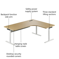 Bureau de travail moderne, durable, écologique, modulaire, en bois, électrique, en forme de L, réglable en hauteur, poste de travail assis-debout