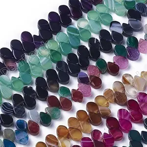 5x8MM Top percé couleurs Agate perles de larme pierre perle ficelle pour la fabrication de bijoux de bricolage