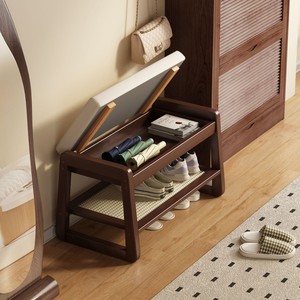 Este taburete para cambiar zapatos es un mueble para zapatos y un banco para el hogar que se puede usar como asiento en la entrada. - Product Image 3